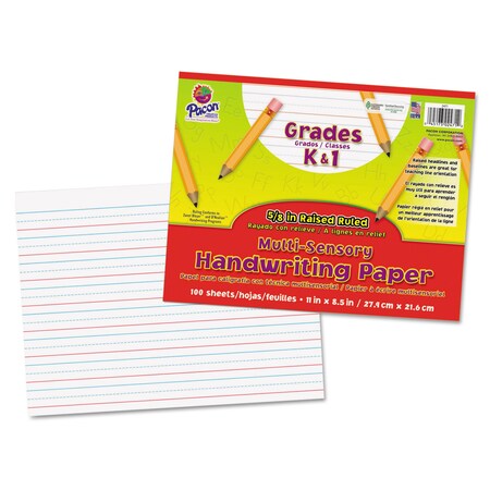 Pacon Multi-Sensory Raised Ruled Paper, 5/8" Short Rule, 8.5 x 11, 100/Pad PAC2471